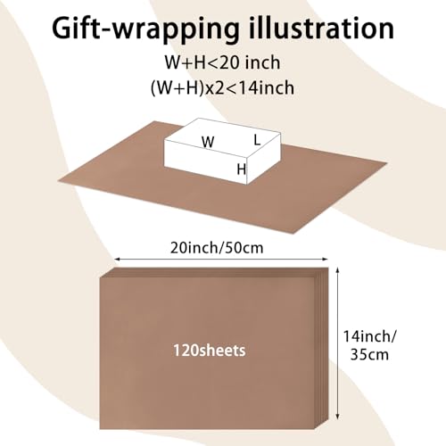 Image of 120 Sheets 20 inchX14 inch Brown Tissue Paper for Gift Bags Wrapping, Art Tissue Paper Bulk for Holiday Birthday Party Crafts Decoration (Brown)