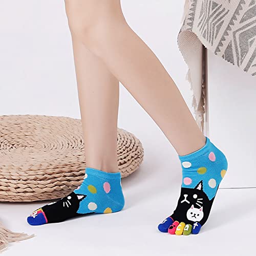 Image of CaiDieNu Women's Animal Toe Socks - Cotton Five Finger Colorful Funny Casual Crew Socks for Ladies