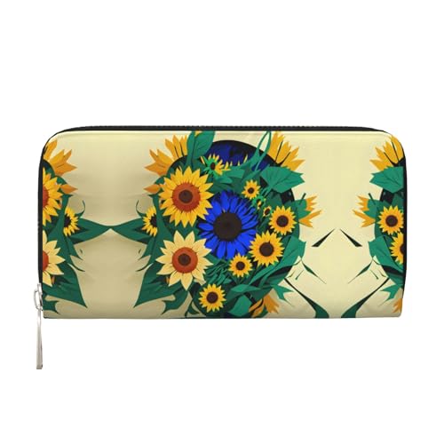 Sunflower Pattern Print Womens Wallet, Ladies Credit Card Holder, Phone Wallet Purses, Long Clutch Hand Bag