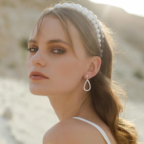 HZMAN 3Pair Clip on Earrings for Women Non Pierced Silver Long Tassel/Teardrop Crystal Cubic Zirconia Dangle Drop Earring Party Wedding Jewelry Gift3