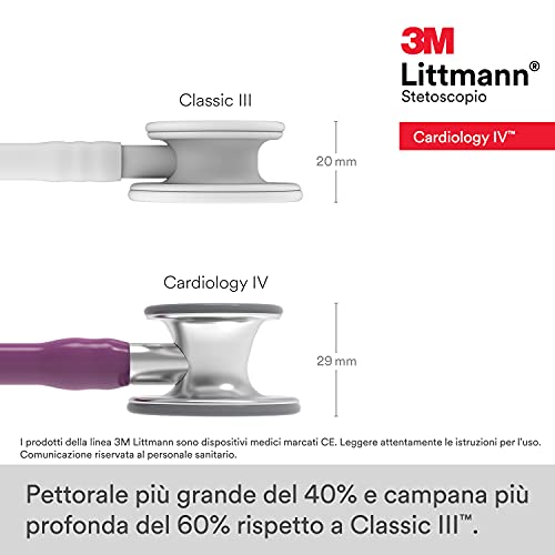 Image of 3M Littmann Cardiology IV Diagnostic Stethoscope, 6156, More Than 2X as Loud, Weighs Less, Stainless Steel Chestpiece, 27 inch Plum Tube One Size (Pack of 3)