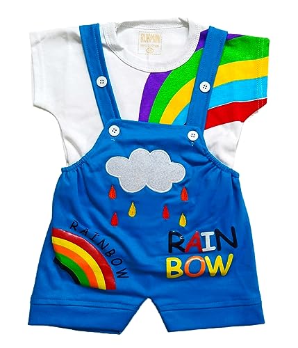 RUKMINI Baby Boys & Girls Pure Cotton Multicolor Printed Dungaree Dress Set