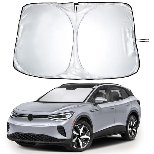 Image of EcoNour Windshield Sun Shade Compatible for Volkswagen VW ID.4 2021-2026 | Custom Fit EV Front Window Sunshade | Foldable Heat & UV Reflective Sun Visor