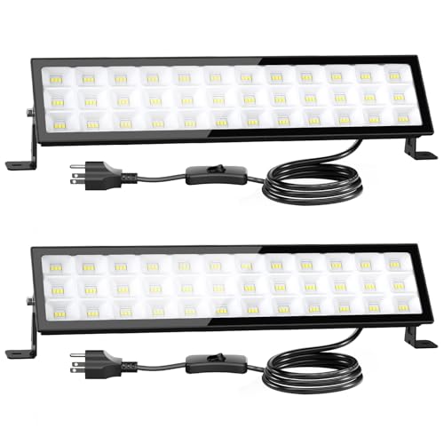 Onforu LED Shop Lights,100W 14000lm Ultra Bright LED Work Lights with Plug,6500K Daylight White Garage Light,IP66 Waterproof Lighting for Garage Warehouses Workshop(2 Pack)