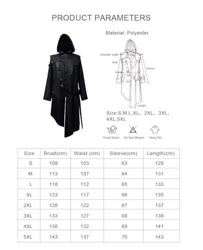 Feynman Men's Vintage Steampunk Gothic Jacket - Victorian Retro Punk Coat - Carnival Cosplay Tuxedo Hooded Uniform Jacket - Black steampunk buy now online Feynman Men's Vintage Steampunk Gothic Jacket - Victorian Retro Punk Coat - Carnival Cosplay Tuxedo Hooded Uniform Jacket - Black steampunk buy now online