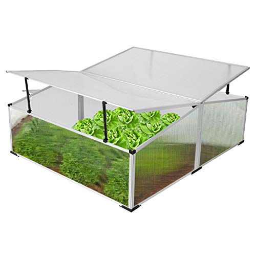 Preisvergleich Produktbild FineHome XXL 1,21QM Fläche Aluminium Frühbeet mit Doppeldach Gewächshaus Frühbeetkasten Tomatenhaus Treibhaus 120x100x40 / 30cm
