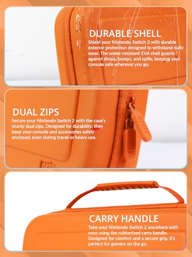 Image of Orzly Case Compatible with Nintendo Switch 2 - Protective Travel Carry Case with Screen Padding, Game Card & microSD Slots, Zipped & Open Pockets for Accessories - 7.9 inch Gift Boxed