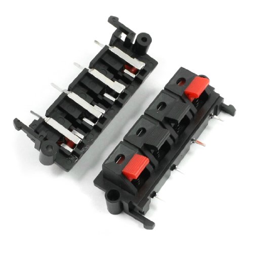 uxcell 2Pcs Bornes Ressort 4 Voies Haut-Parleur Rouge Noir 64 x 25mm