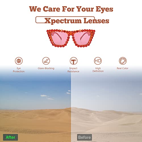 Image of Xpectrum Sparkly Diamond Sunglasses Bling Square Frame Festival Disco Rhinestone Accessories