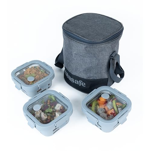 Image of GLASAFE Glass Lunch Kit (Soothing Slate, Meal Mate Lite)
