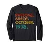 awesome since october 1976 men women vintage 1976 birthday maglia a manica