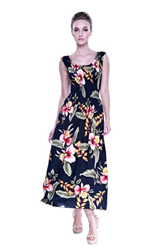 Image of Family Matching Hawaiian Clothes, Black Rafelsia | Lightweight 100% rayon • Family matching outfits • Beach vacations • Luaus • Cruises • Family photos