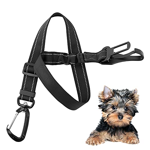 ANFOREE Adjustable Dog Seat Belt, Pet Car Safety Belt, 3-in-1 Restrain Dog in Car Seat with Strap Leash, Vehicle Dog Safety Seatbelt with Clip Hook Latch & Buckle, Swivel Aluminum Carabiner