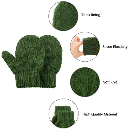 American Trends Kids Toddler Mittens Soft Knitted Gloves Winter Warm Stretch Mitten For Baby Boys And Girls Navy thumb #2