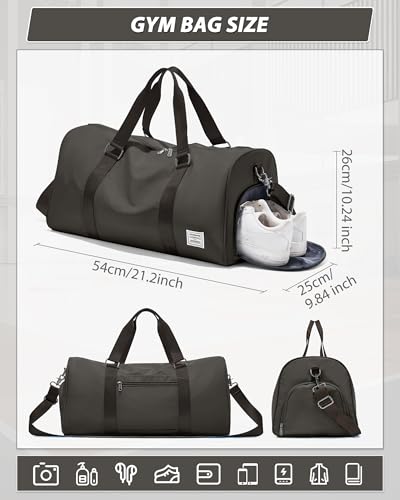 Image of Travel Duffle Bag,Weekender Overnight Bags for Women with Shoes Compartment,Tote Gym Bag Personal Item Carry On Bag for Travel Business Trips Sport Hospital Dance Coffee Brown