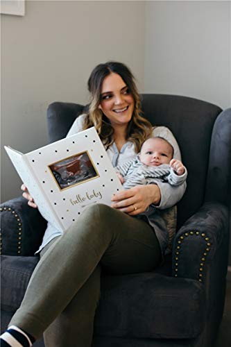 Image of Pearhead Hello Baby First 5 Years Memory Book | Gender-Neutral Baby Book, Songram Photo Cover Insert, Pregnancy to Kindergarten Milestone Journal