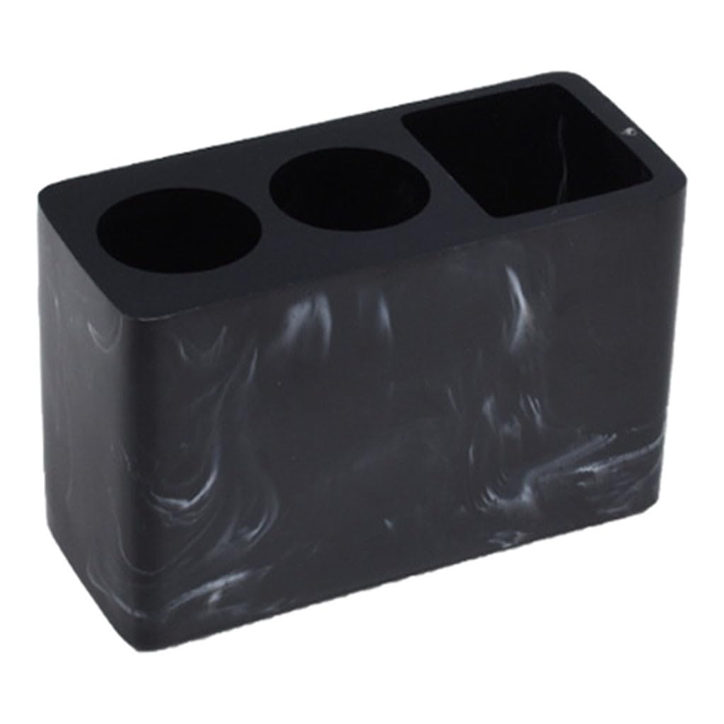 CYDZSRA Compact Marble Toothpaste Stand And Toothbrush Holder Ensemble To Save Space While Adding Elegance Simple And Elegant.there Are Drain Holes At Bottom, black, 14x6.1x9cm
