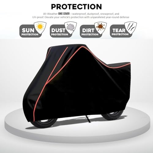 Image of Kayme ATV Cover Water Resistance Outdoor Heavy Duty, 4 Wheeler Quad Cover All Weather Rain (Black Red, Splendor)