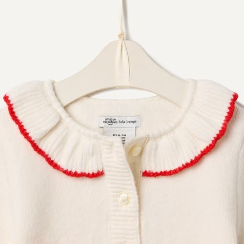 Image of Amazon Essentials x Sofia Grainge Baby Girls' Cardigan Sweater with Ruffle Neck, Button-Front, Soft Cotton-Nylon Knit