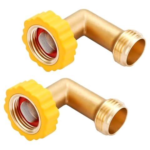 Minimprover 2 Pack Lead-Free Brass 90 Degree Hose Saver Hose Elbow Fitting Quick Swivel Connect Adapter Thread Size 3/4" Connector Cover