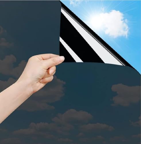 Image of WALLMATE Window Privacy Film Static Cling Removable, UV Sun Heat Blocking Reflective Glass Sticker for Home & Office (Black Film, 20x80 in)