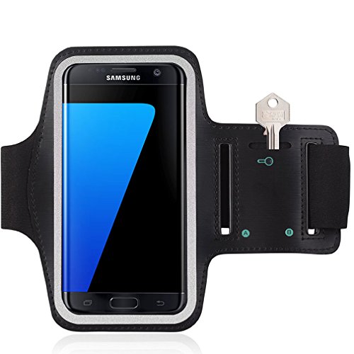 Compatible with Samsung Galaxy A10 A50 A70 / A41 A51 A71/ S6 S7 Edge/ S8 S8+ S9 S9+ S10 Running Sports Armband Gyms Fitness Workout ARM Band Cover Strap (Black/Grey)