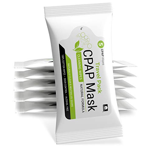 AWOW Professional CPAP Mask Cleaning Wipes Advanced Odor Control Formula, Travel-Size Pack 5ct
