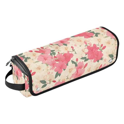 Organizador de Herramientas para Cabello 2 en 1 con Esterilla Resistente al Calor Rosa Fucsia y Blanco con Flores, Bolsa de Viaje Grande para Plancha de Pelo, Rizador y Secador miniatura 1