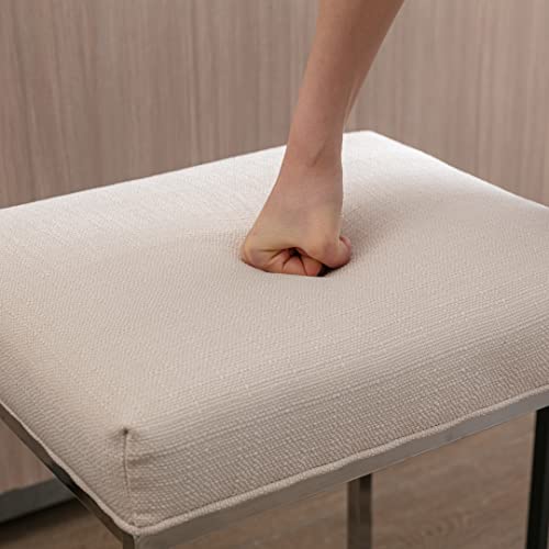 Bestano 24'' Counter Height Bar Stools Set Of 2, Cream Fabric Barstools With Chrome Base, Kitchen Island Counter Bar Chairs With Footrest #TOP3