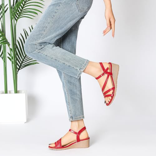 Image of Wedge Sandals for Women Dressy, Comfortable Summer Low Wedges Womens Open Toe Strappy Sandal