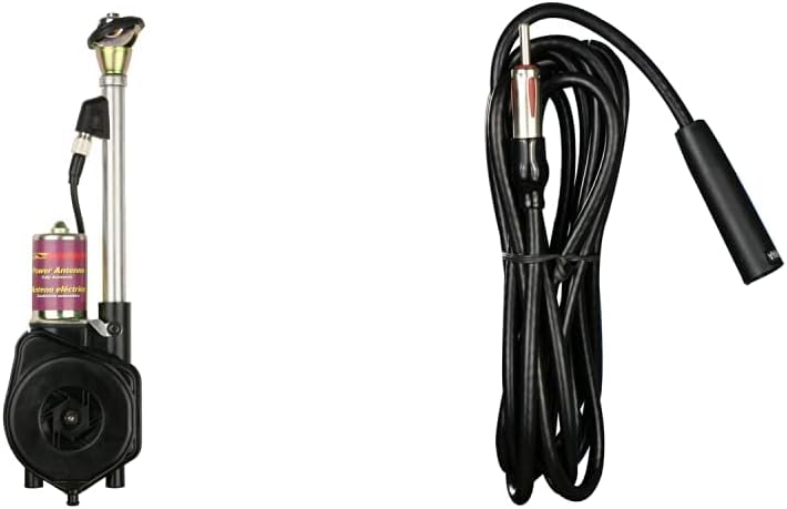 Metra Electronics 44-PW22 Universal Motorized AM/FM Fully Automatic Power Antenna, Black & Metra 44-EC96 96-Inch Antenna Extension Cable with Capacitor