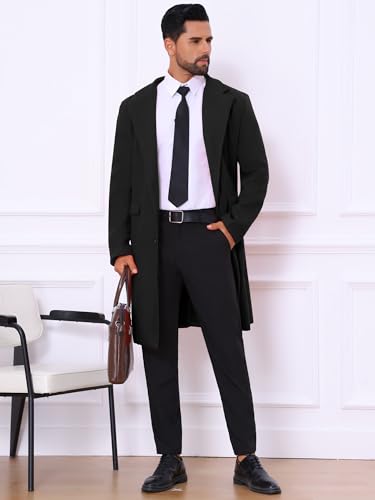 Lars Amadeus Men's Winter Overcoat Single Breasted Notched Lapel Long Trench Coat4