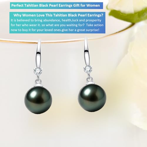 AAAAA Grade Real Tahitian Black Pearl Dangle Earrings Anniversary birthday Wedding Valentines Christmas Mothers Day Gift for Wife Women Mom Girlfriend Friends Daughter2