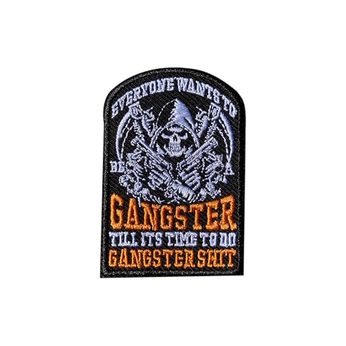 AKIKOPATCH Everyone Wants to Gangster Iron On Patches, Size 3" Skeleton Patches for Clothes Backpacks Hats Jeans Bags, Sarcatic Embroidered Patches, Iron On Fabric Patches DIY Gift for Boy Girl Adult