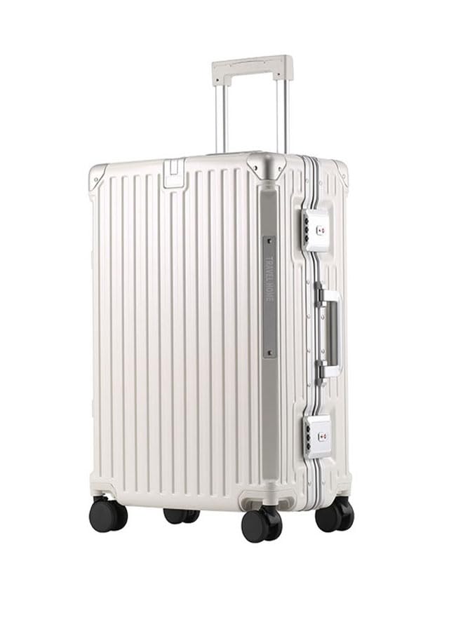 KEKE Premium Expandable Aluminum Frame & PC Suitcase With USB charging port and C type (White, 24")