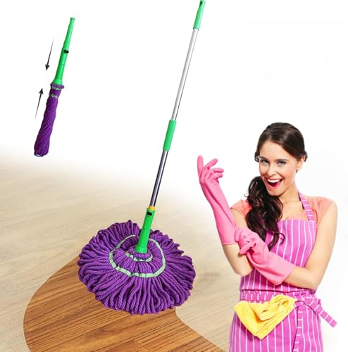 Balai Twist Ultra Absorbante - Balaitwist Mop, Balai Twister Essorage Magic Twist Mop 360 Microfibre, Manche Télescopique, pour Tous Types De Sols (1*Balai serpillere)