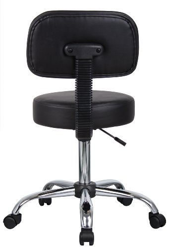 Boss Office Products Be Well Medical Spa Stool With Back In Vinyl, Black #TOP3