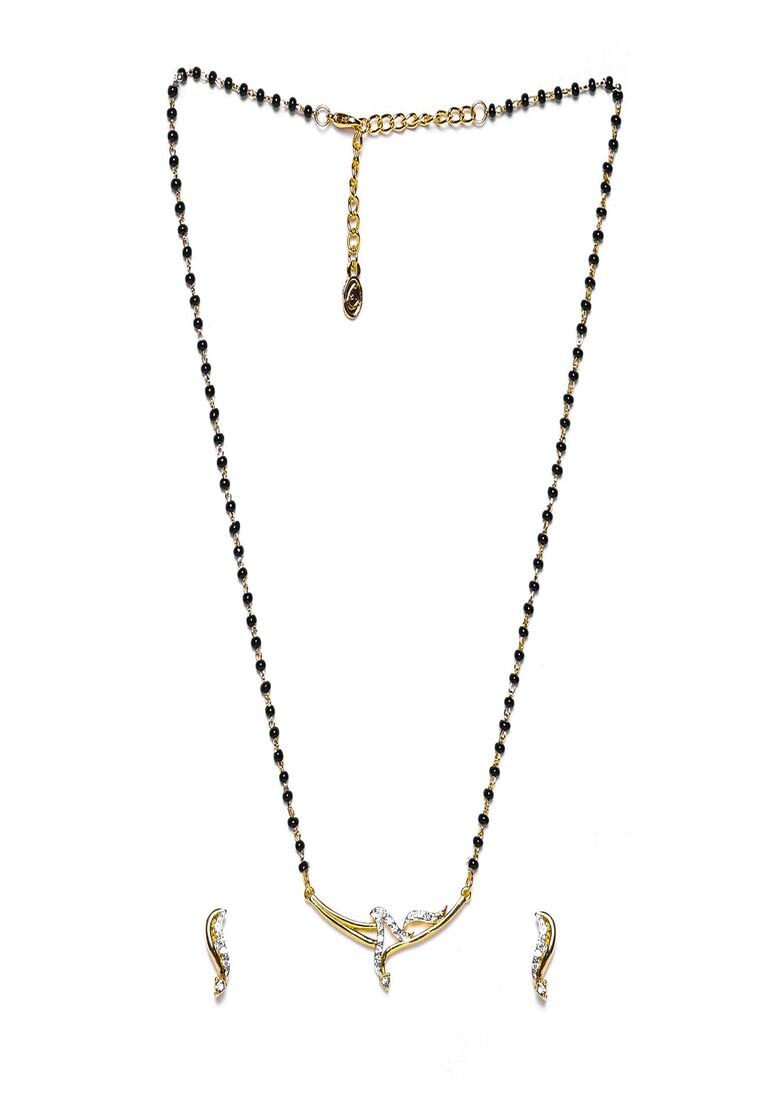 24 Kt Gold and Silver Plated Wave Mangalsutra Necklaces-image-38