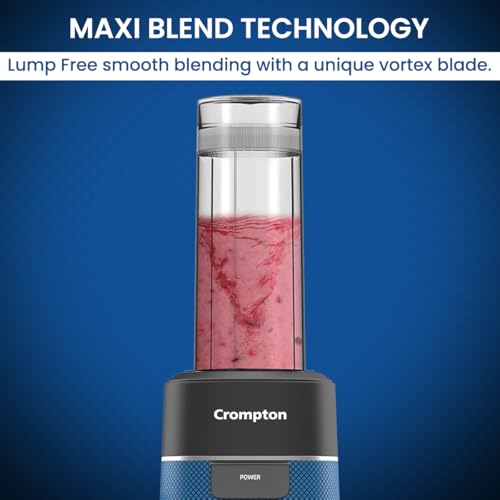 Image of Crompton Ameo Fresh|premium Nutri blender|Smoothie Maker|400 watts powerful motor|3 Food grade jars|Sipper Cap|Storage lid|Black & Red Color|1L Blender jar|2 years warranty