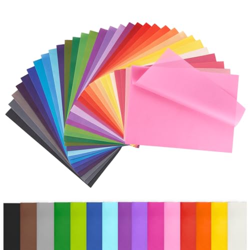 CREAVVEE 300pcs Craft Tissue Paper Sheets Set A4 Assorted Colors Kids DIY Craft Kit Decorative Tissue Paper
