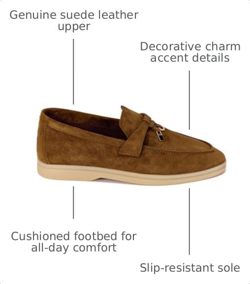 Image of Women's Summer Stroll Charms Premium Designer Suede Leather Loafers Shoes