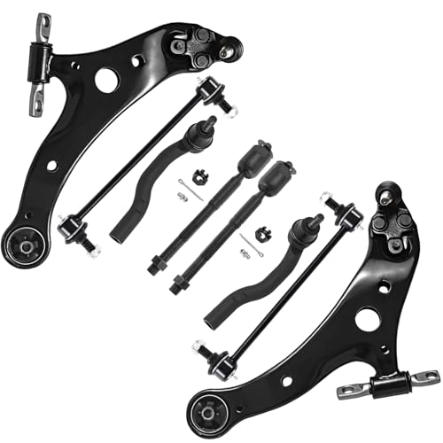 Image of Detroit Axle - 8pc Front End Kit for Toyota 07-11 Camry, 2 Lower Control Arms with Ball Joint 4 Outer Inner Tie Rods 2 Stabilizer Sway Bars 2007 2008 2009 2010 2011 Replacement
