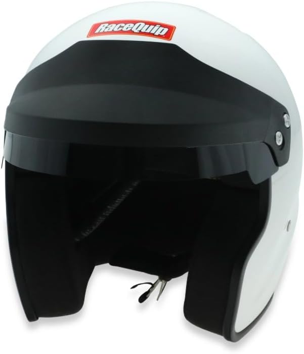 Racequip Helmet, OF25, Open Face, Snell SA2025, Head and Neck Support Ready, White, Large, Each