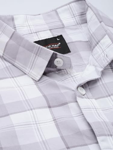 Image of Majestic Man Comfort Slim Fit Pure Cotton Checked Casual Shirt