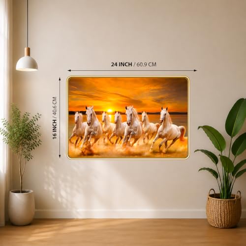 Image of 7 Running Horses Vastu Photo Frame, 16x24 Inch