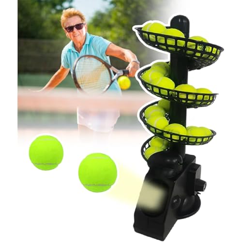 LORSEPO Leichte Tennisballmaschine, 3,5 Sek. Frequenz, 28 Bälle, gelber Verbundstoff, Erwachsenen-Tennis-Trainer