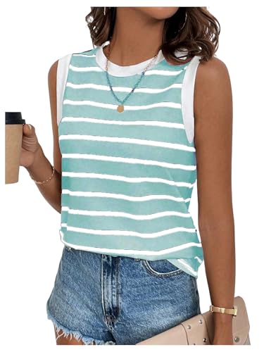 SweatyRocks Women's Striped Tank Tops Crewneck Sleeveless Tank Casual Summer