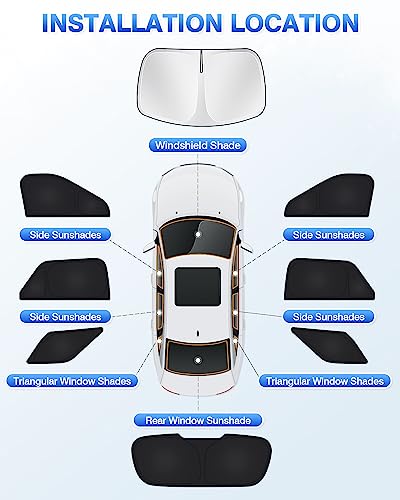 Image of Canvcle Windshield Sun Shade for Ford Explorer 2020-2025 2026 Side Rear Window Shade Privacy Cover Window Sun Visor Blocker Keep Vehicle Cool Black 8PCS