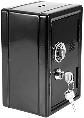 Mini Safe Piggy Bank for Kids, Metal Locker Toy Safe Box for Cash Saving Kid Safe Piggy Bank Code Lock with Password and 2 Keys for Boys Girls Color- (Black)-image-27