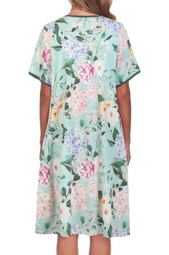 Image of AVIIER Nightgows for Women Soft Cotton Night Shirts Short Sleeve Sleepwear with Pockets